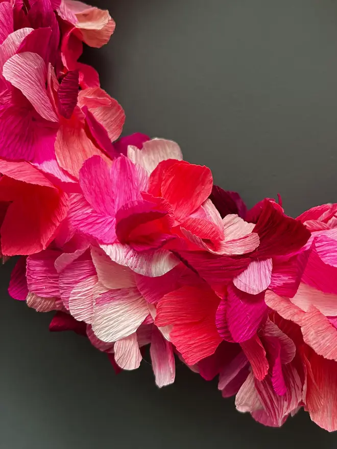 Magenta Pink & Coral Assorted Crepe Paper Wreath