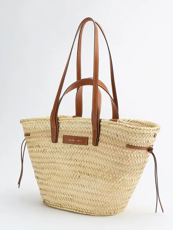 Pampelonne Maxi Tan Palm Leaf Basket