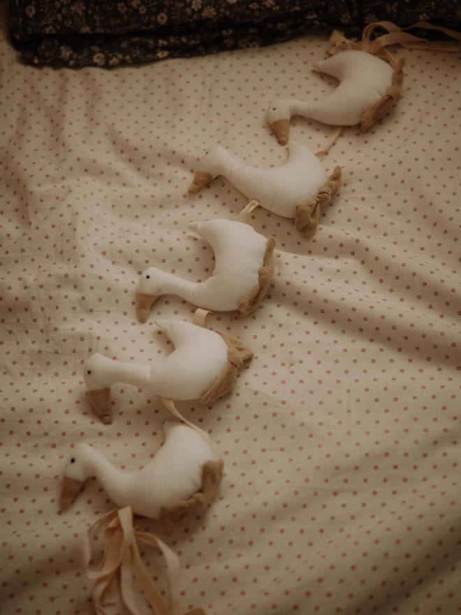 White Goose Cotton Garland, Nursery Wall Hanging Decor, goose birthday bunting
