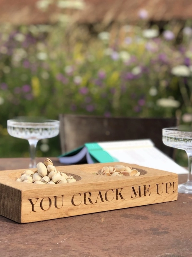 Personalised Oak Pistachios Bowl