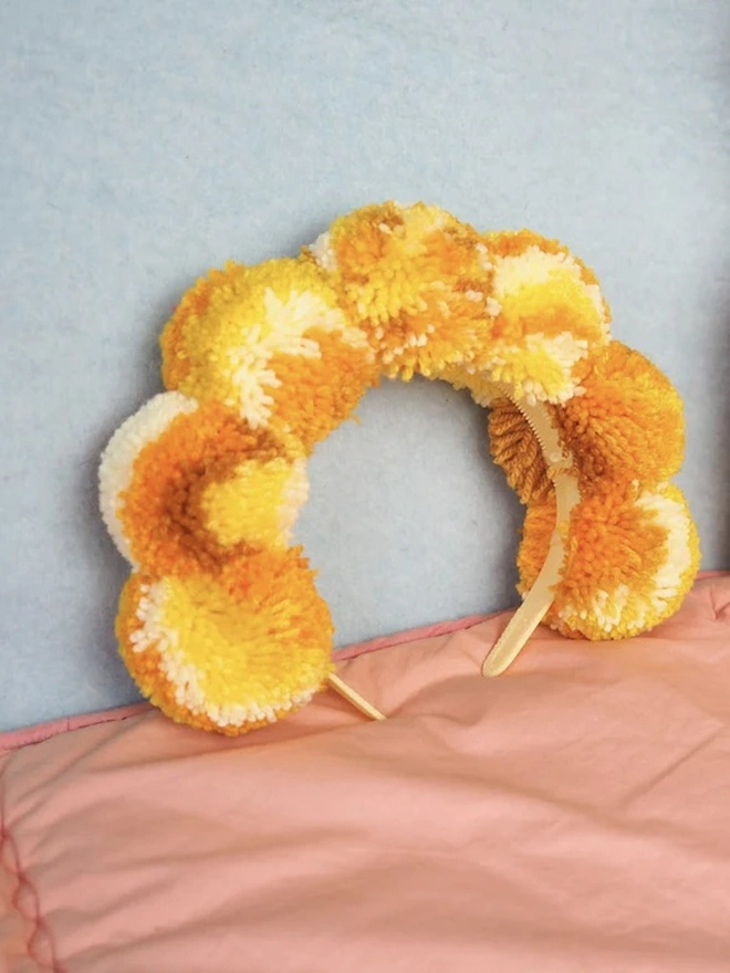 Sunflower Pom Pom Headband