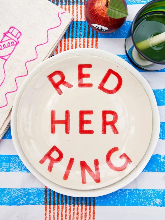 Red Herring Stoneware Plate