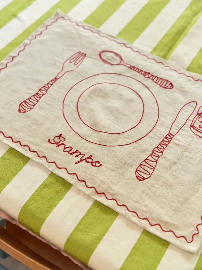 Personalised Embroidered place setting