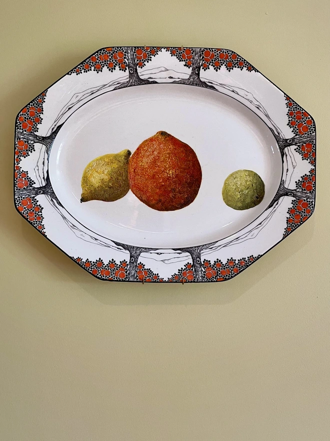 Citrus Medley Original Oil Painting On 1930s Platter