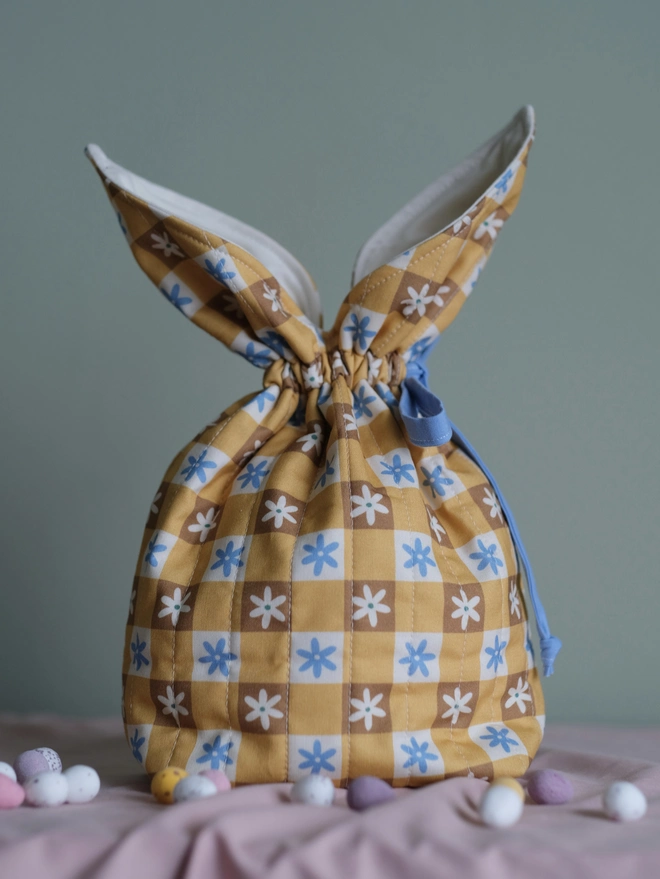 Cooper and Fred quilted easter bunny bag in floral gingham print
