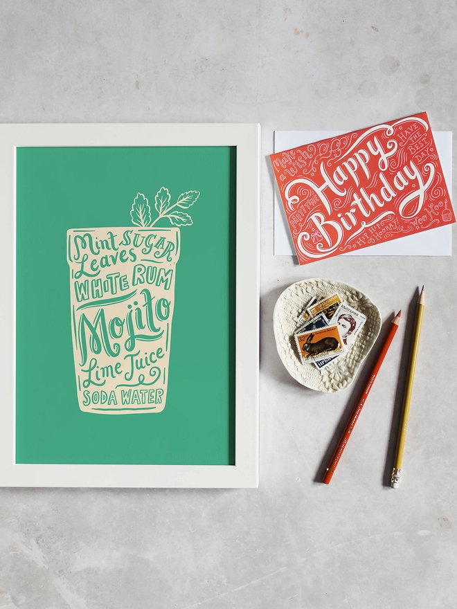 Mojito Cocktail print birthday gift
