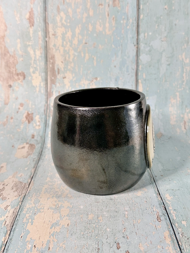 Metallic Black Christmas Snow Globe Mug