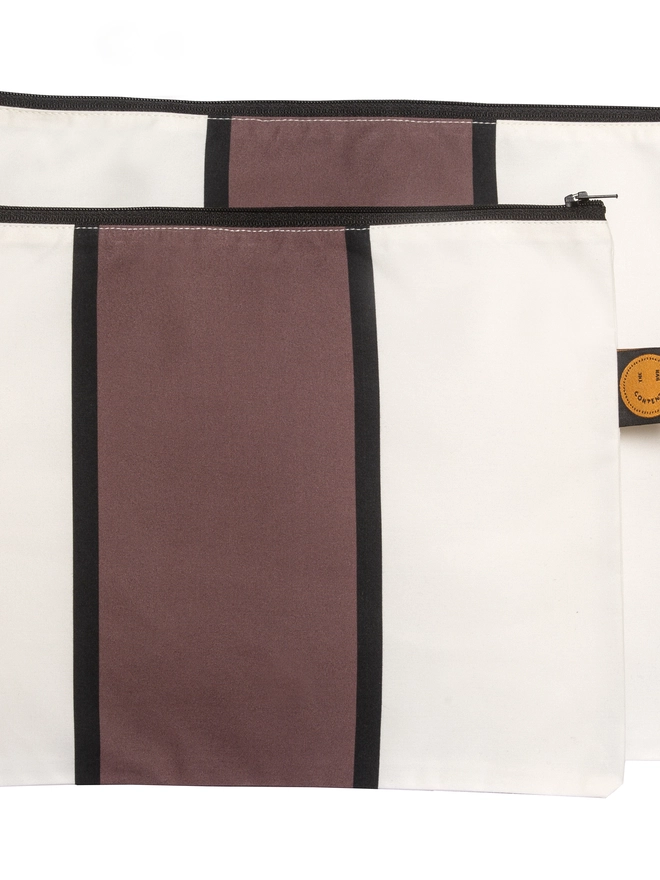 chunky striped zippered pouches in size small and large 