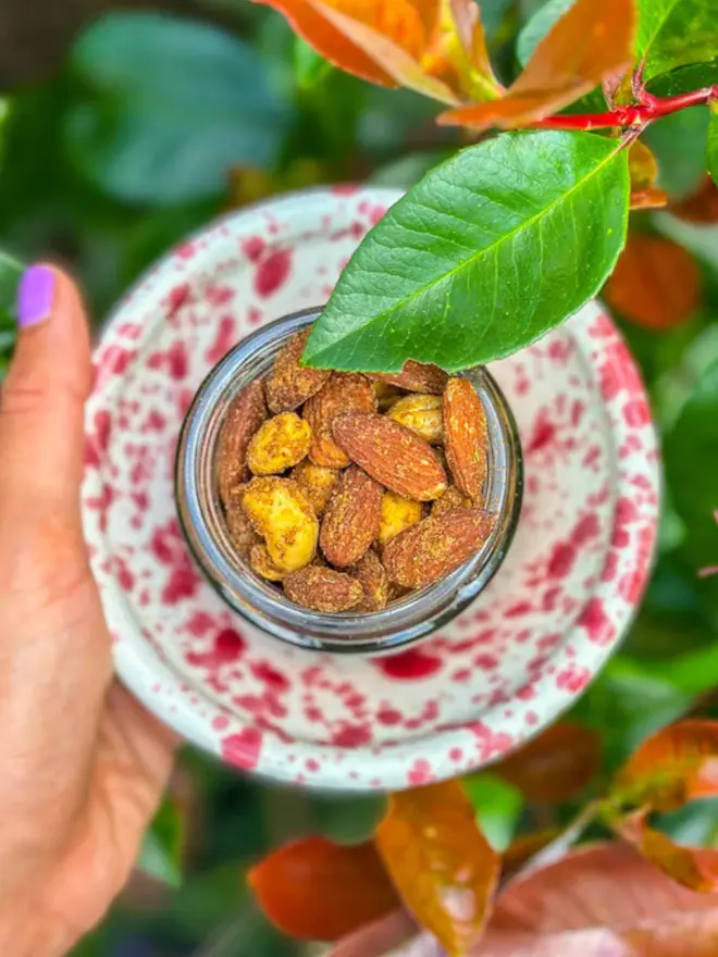 Masala Cashews & Almonds (Set Of 6), displayed on a plate. 