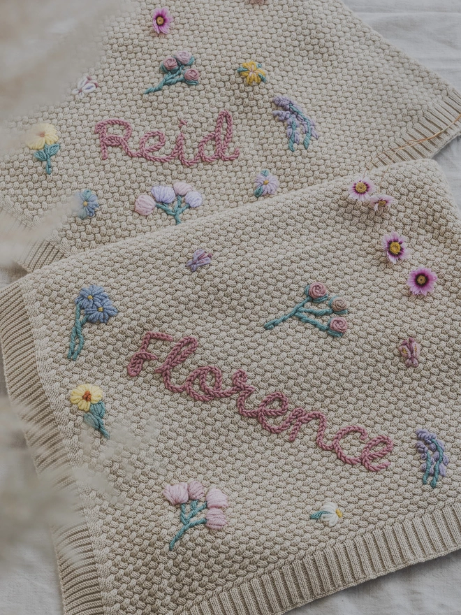 baby blanket hand embroidered