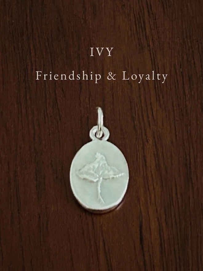 Ivy Medal Charm ~ Sterling Silver