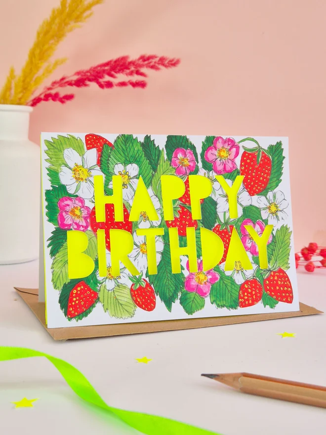 strawberry themed birthday card