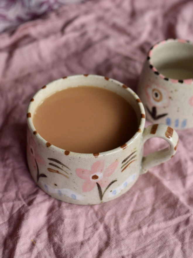 ceramic floral mug handmade 