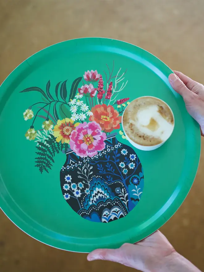 flower vase round tray