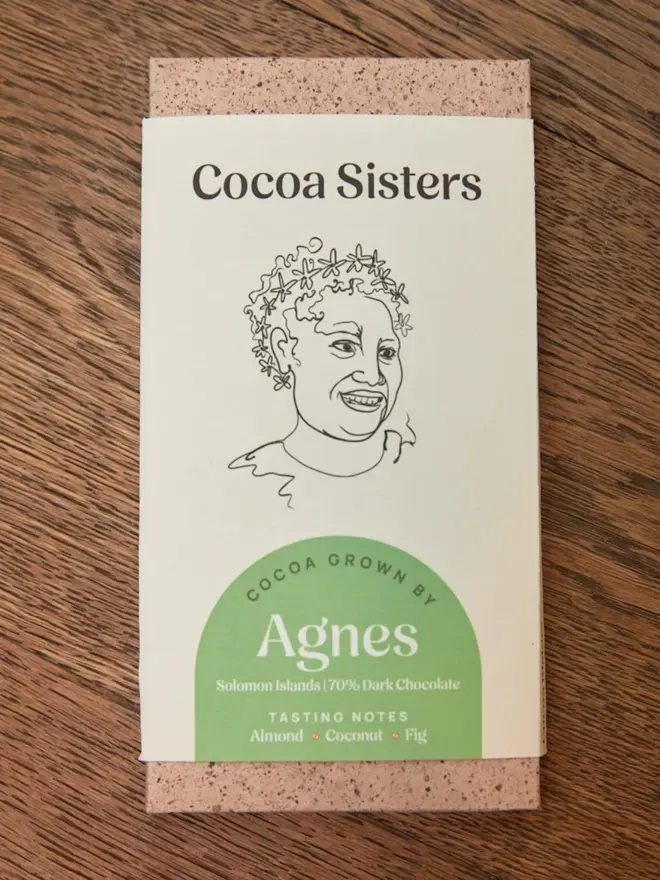 chocolate bar with label that reads 'agnes'