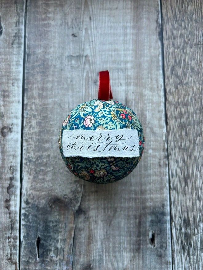 Liberty fabric bauble green strawberry fields pattern