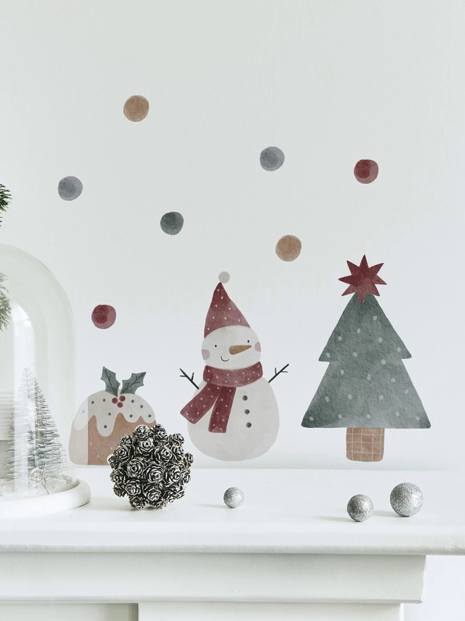 Christmas Snowman, Tree & Pudding Decals