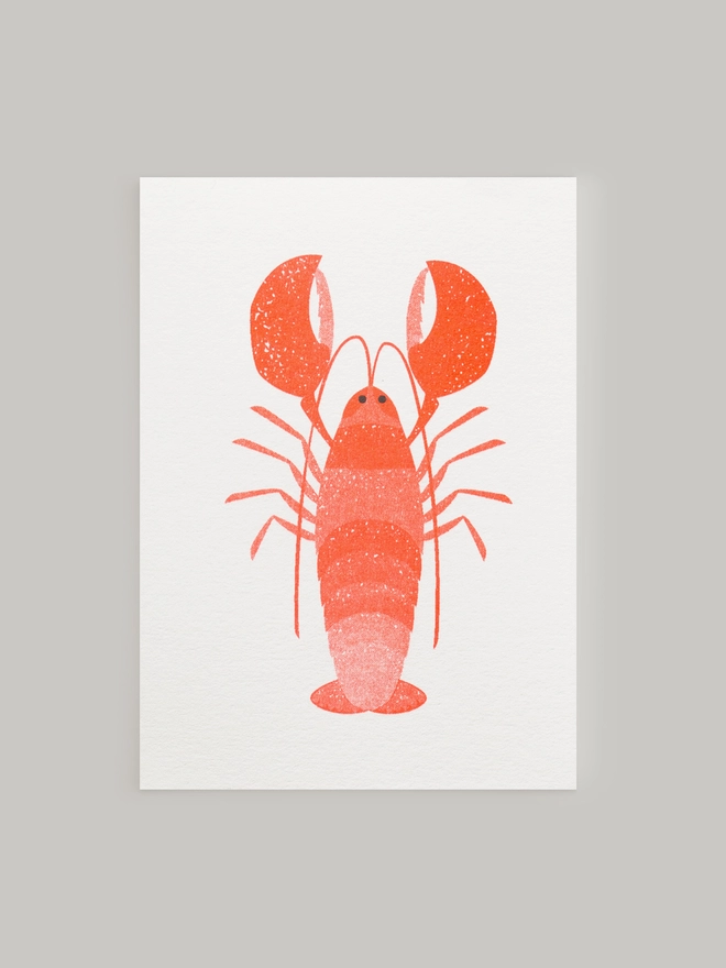 A lovely red lobster is risograph printed in vibrant colours on this delightful and charming mini greeting card. Suitable for Valentine's Day, anniversaries or just as a way to say 'You're my lobster' this sweet little card is the perfect choice to send somebody a little message of love.