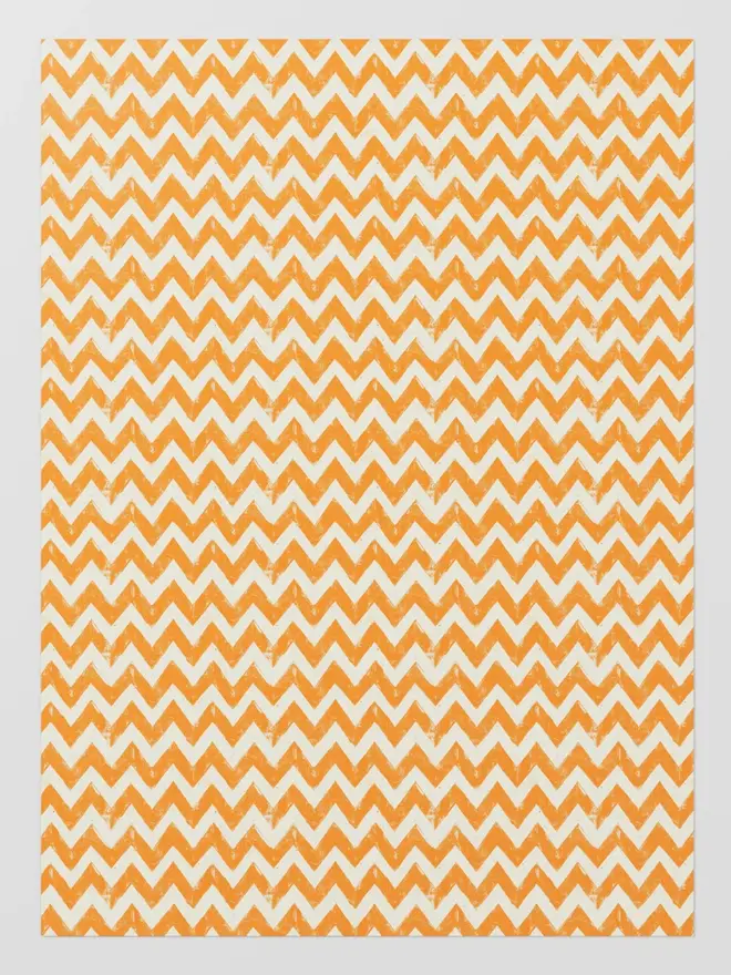 Orange Zig Zag Block Print Wrapping Paper
