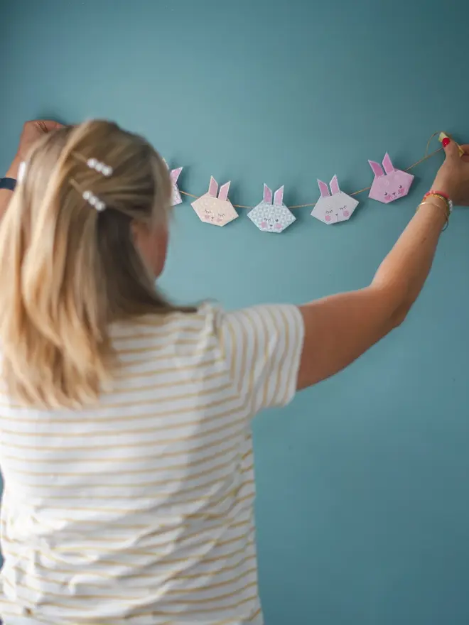 Origami Bunny Garland Kit: Pastel Easter Craft