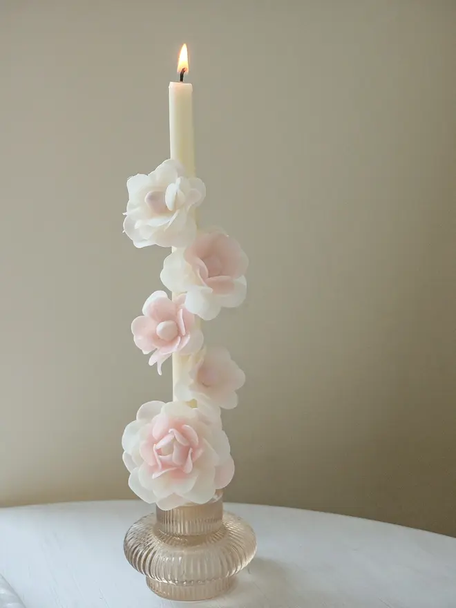 Handcrafted Floral Taper Candle