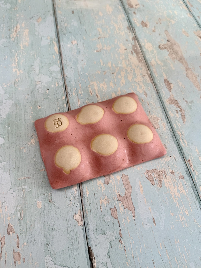 Pink speckled egg tray kitchen storage