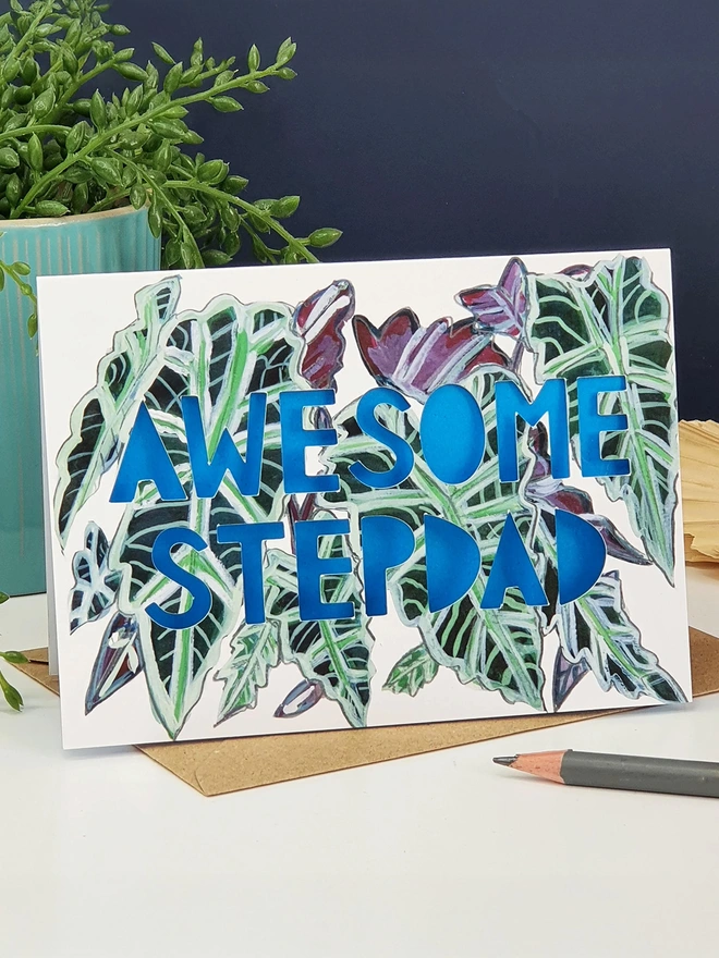 'Awesome Stepdad' Paper Cut Card