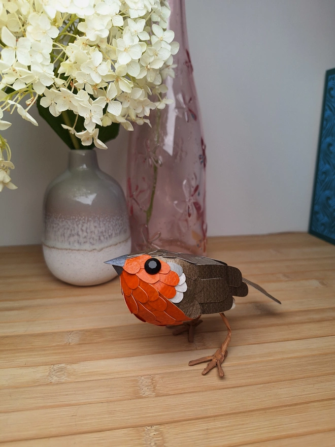 handmade bird art of a robin