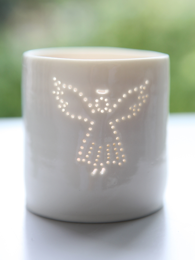 angel mini porcelain tealight holder