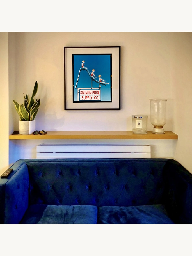 Swim-in-Pool Supply Co Framed in Black on the Wall