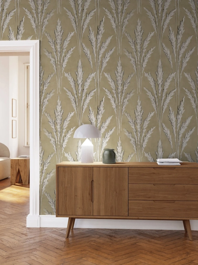 Pampas In Gold Wallpaper
