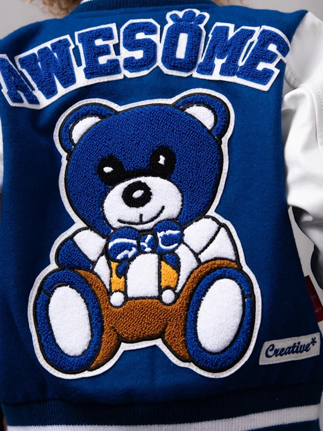 Awesome Letterman Blue Snap Front Jacket 