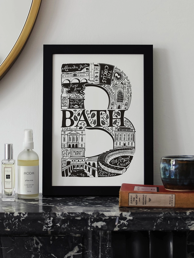 Bath Monochrome typographic artwork