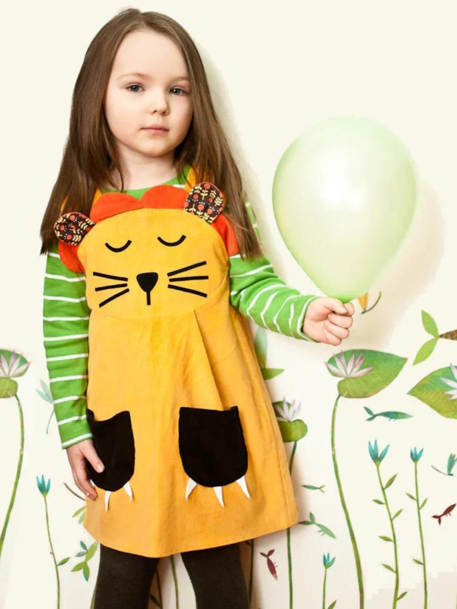 kids lion pinafore dress