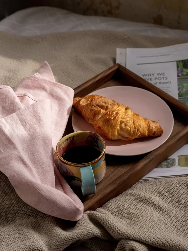 Linen tea towel in a breakfast scene