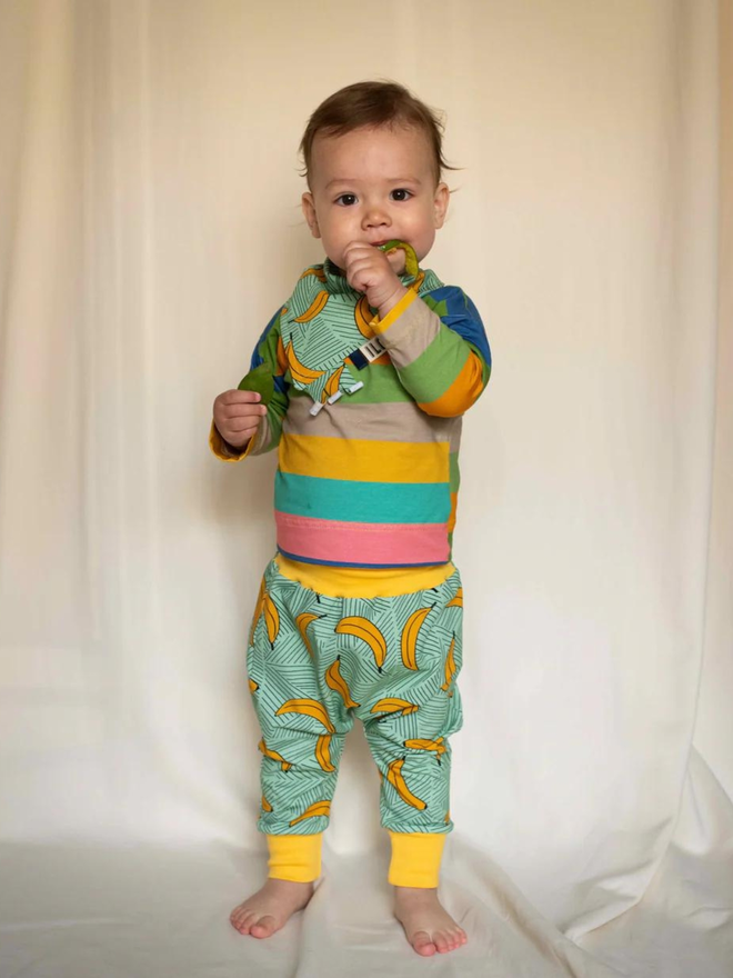 long sleeve rainbow stripes organic baby tee