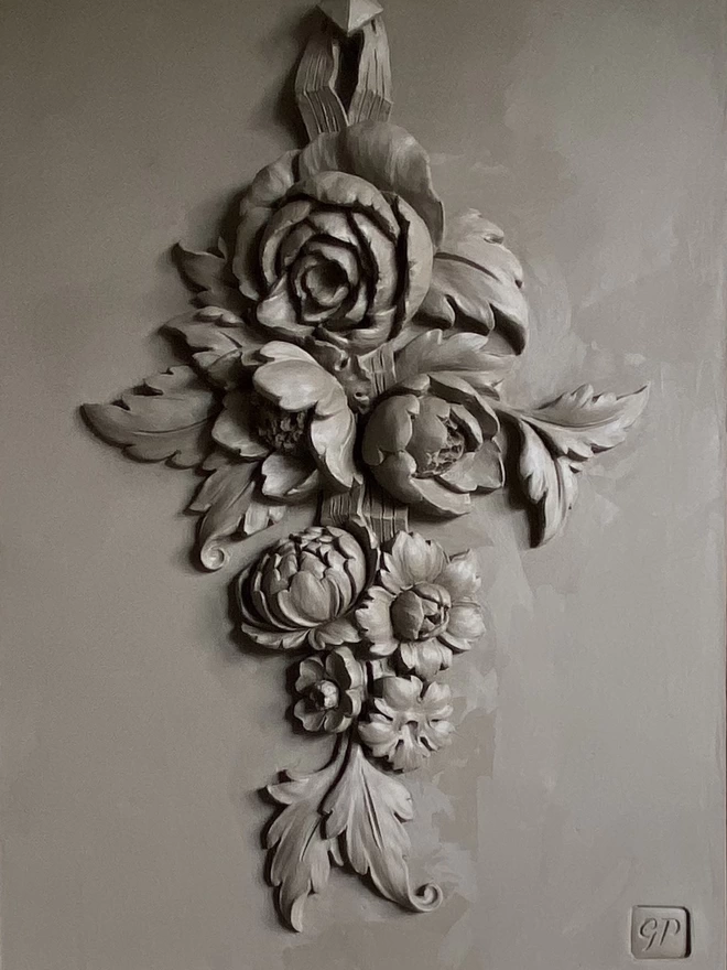 Flowers and roses sculpted in clay