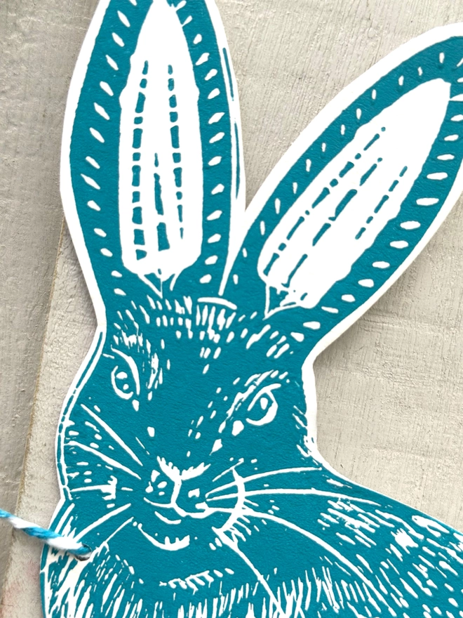 Folk Art Rabbit Garland Hand Printed Linocut Bunting 