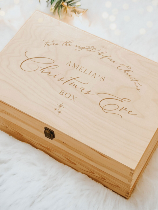 ’Twas the Night Before Christmas Box. A Christmas Eve box with italic script.