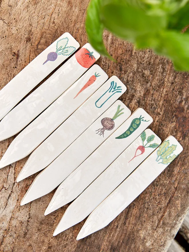 Ceramic Vegetable Image Labels (Set Of 8)