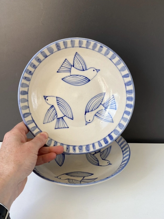 Handmade Stoneware Bird Bowl