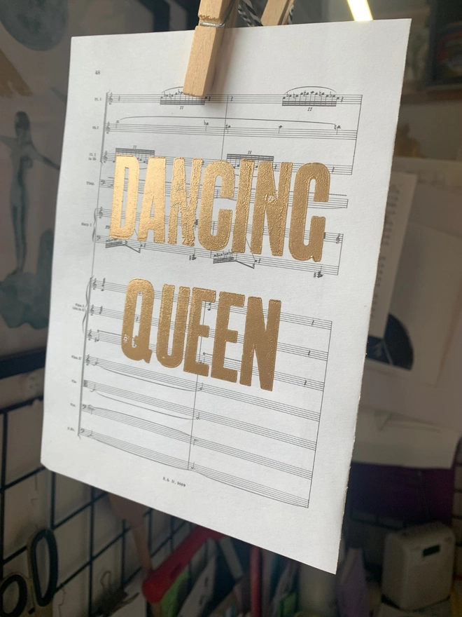 dancing queen letter press print art