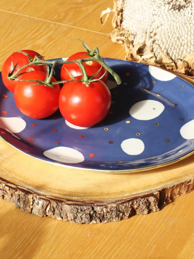 Navy And Gold Oval Platter