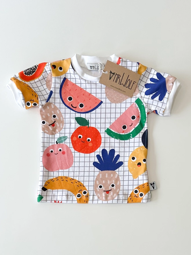 5 a day print leggings, t-shirt, shorties for babies, toddlers, kids