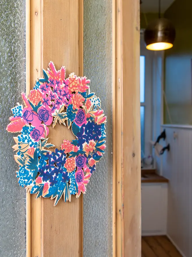 floral wooden wreath