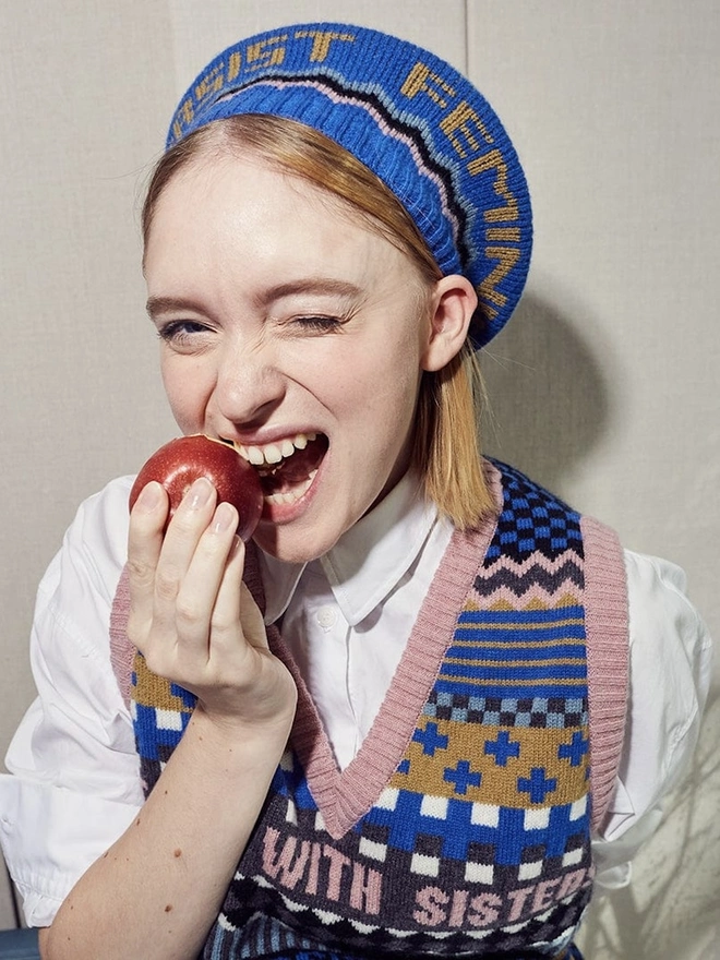 "Resist, Persist, Feminist" Patchwork Beret