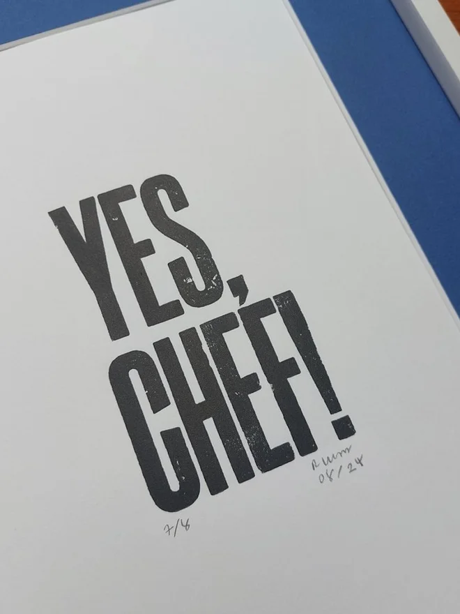 'Yes Chef!' Letterpress Print