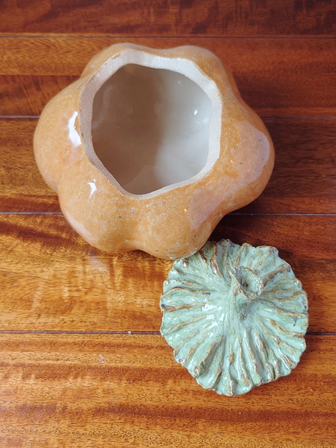Pumpkin Jar Lidded Pot Halloween Decor