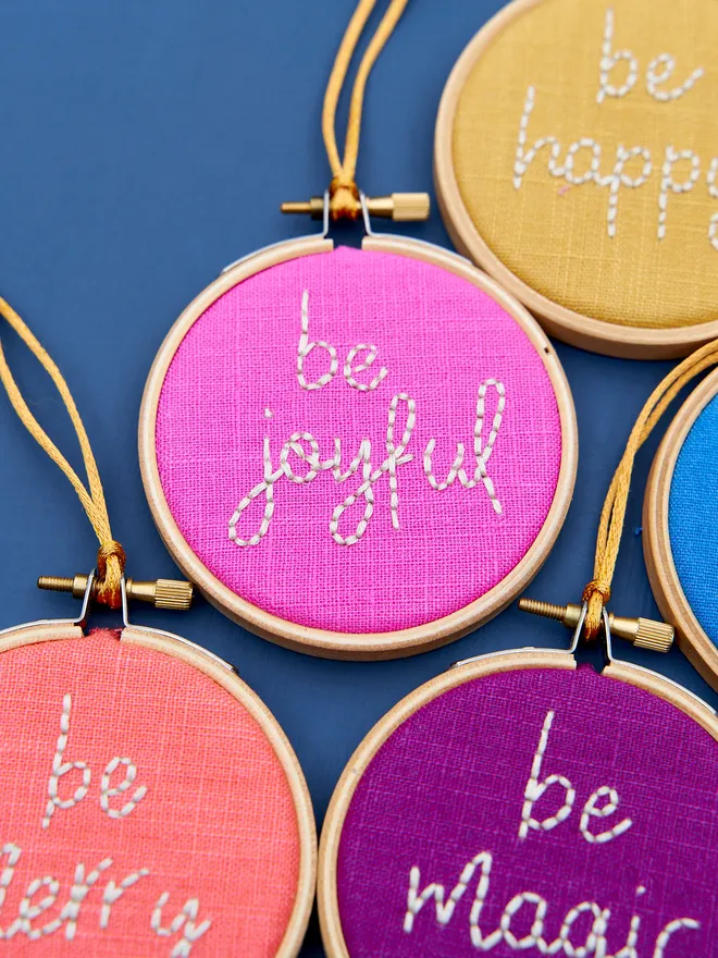 Personalised colourful embroidered Christmas tree decoration