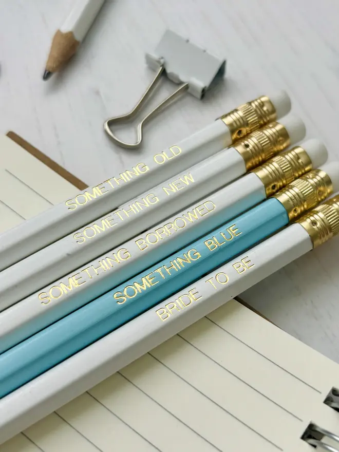 Personalised Wedding Pencils (Set Of 5)